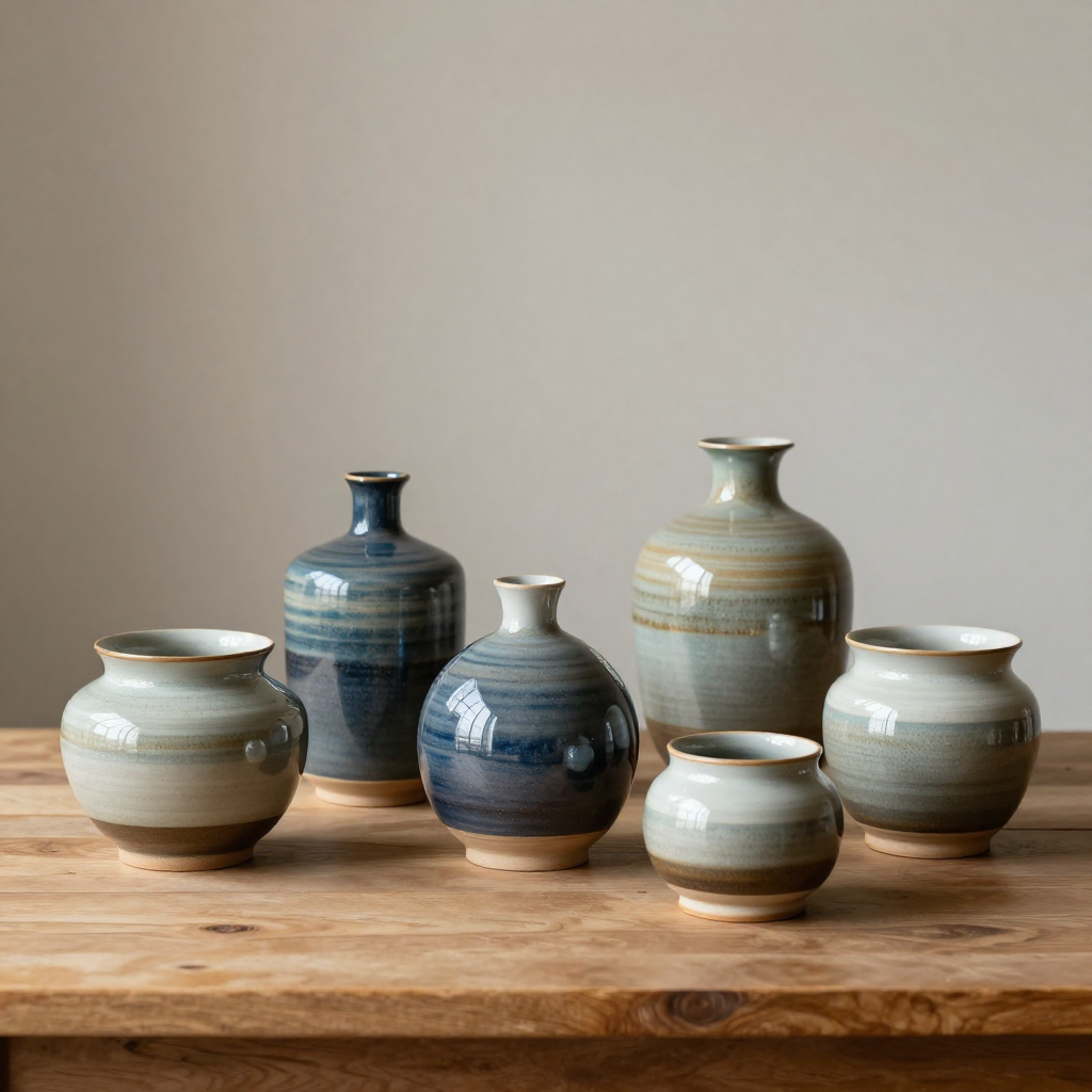 Hand-thrown ceramic vessels with artisan glazes